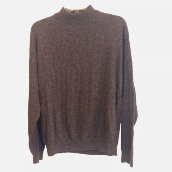 Men's Sweater Size Large Charcoal Gray  Pullover Mock Neck Ribbed - Picture 12 of 12